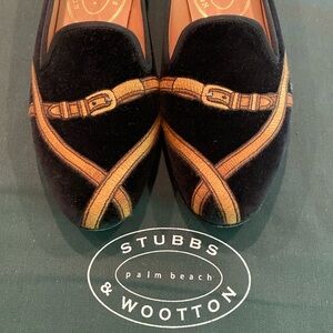 Stubbs & Wootton black velvet loafers